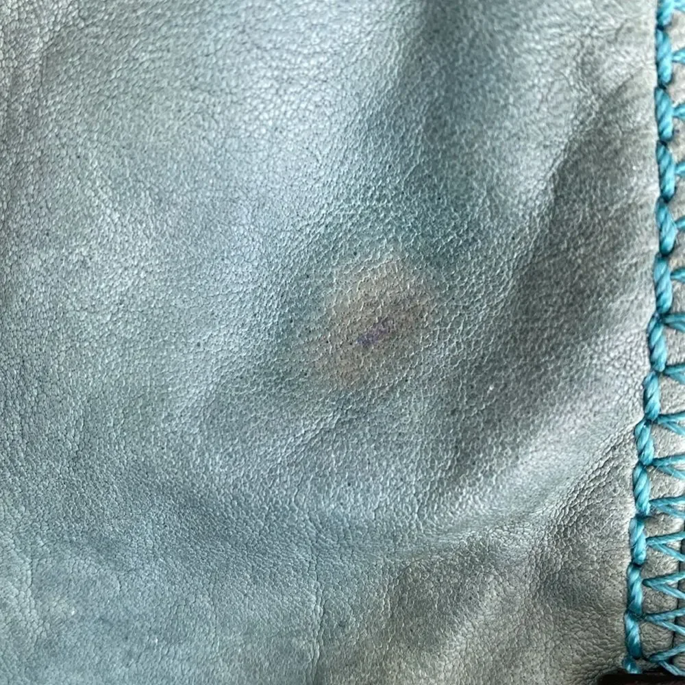 Rare Vintage Juicy Coutcher Teal Large leather Bag Boho Slouchy Distressed